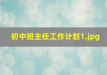 初中班主任工作计划_1